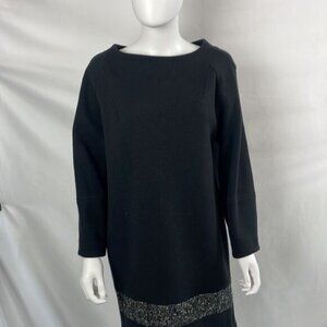 Armani Black Wool Long Sleeve With Shimmer Tweed Dress